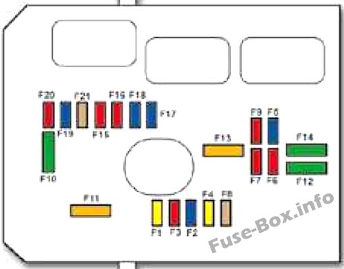 Under-hood fuse box diagram: Citroen C3 Picasso (2009, 2010, 2011, 2012, 2013, 2014, 2015, 2016)