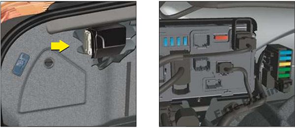 The location of the fuses in the trunk: Citroën C6 (2007, 2008, 2009, 2010, 2011)
