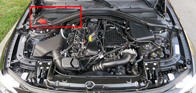 Posizione dei fusibili nel vano motore: BMW Serie 3 (2012, 2013, 2014, 2015, 2016, 2017, 2018)