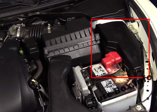 La ubicación de los fusibles en el compartimiento del motor: Nissan Teana (2009-2014)