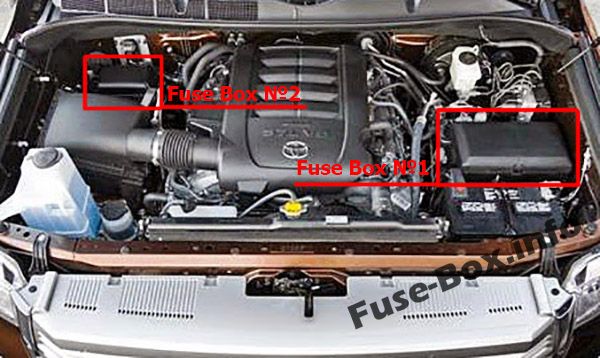 La posizione dei fusibili nel vano motore: Toyota Land Cruiser (2014-2018)