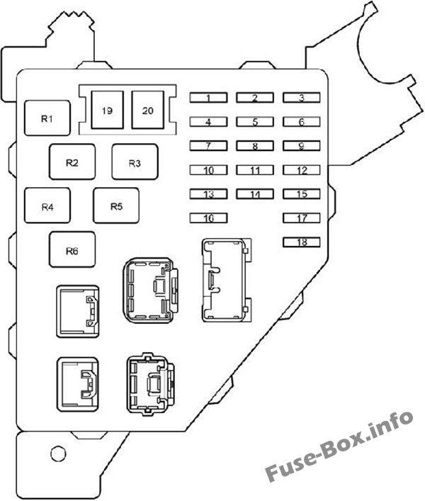 Schema della scatola dei fusibili del cruscotto: Toyota Prius (2000, 2001, 2002, 2003)