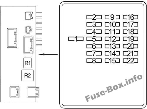ダッシュボードヒューズボックス＃2（LHD）の概略図：レクサスLS 430（2000、2001、2002、2003、2004、2005、2006）