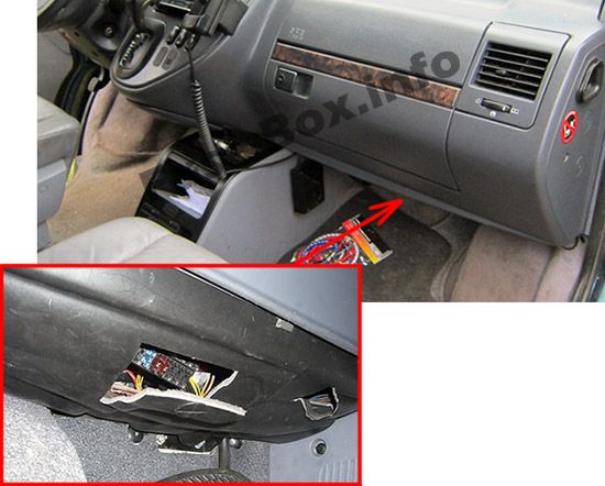 Fuse box under the instrument panel (location): Mercedes-Benz Vito (1996-2003)