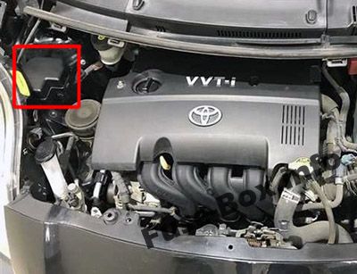 Caja de relés del compartimiento del motor: Toyota Yaris / Vitz / Belta (2005-2013)