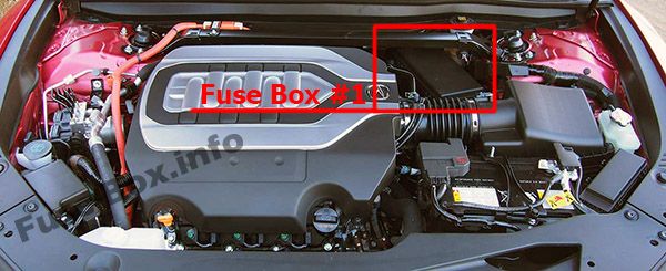 La ubicación de los fusibles en el compartimiento del motor: Acura RLX (2014, 2015, 2016, 2017, 2018 -...)