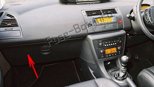 The location of the fuses in the passenger compartment (RHD): Citroen C4 (2004-2010)