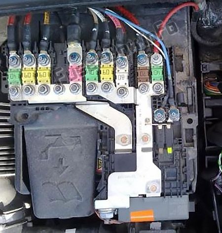 Fuses on the battery: Citroen C4 (2011, 2012, 2013, 2014, 2015, 2016, 2017)