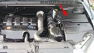 The location of the fuses in the engine compartment: Citroen C5