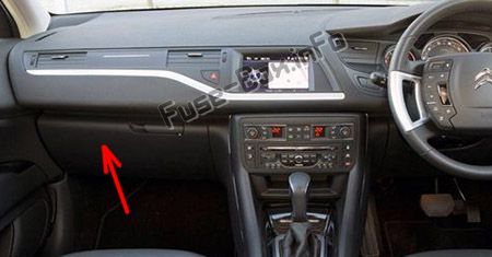 The location of the fuses in the passenger compartment (RHD): Citroen C5