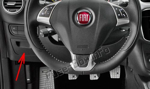The location of the fuses in the passenger compartment: Fiat Punto (2014, 2015, 2016, 2017, 2018, 2019)