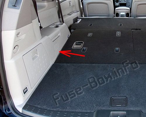 La ubicación de los fusibles en el maletero: Honda Pilot (2009-2015)