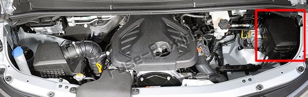 La posizione dei fusibili nel vano motore: Hyundai H350 / Solati (2015, 2016, 2017, 2018)