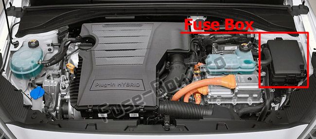 La posizione dei fusibili nel vano motore: Hyundai Ioniq Plug-in Hybrid (2017-2019 -...)