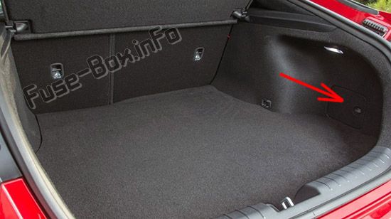The location of the fuses in the trunk: KIA Stinger (2018, 2019-...)