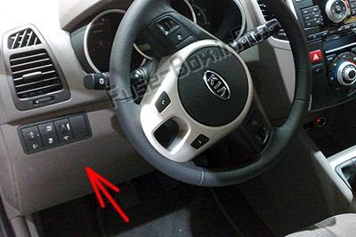The location of the fuses in the passenger compartment (LHD): KIA Venga (2010-2016)