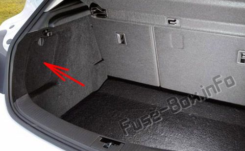 The location of the fuses in the trunk: Opel/Vauxhall Astra J (2009-2018)