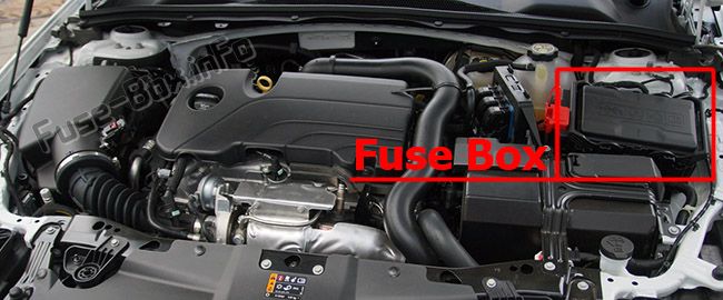 The location of the fuses in the engine compartment: Opel/Vauxhall Insignia B (2018, 2019-...)