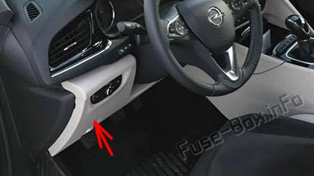 The location of the fuses in the passenger compartment (LHD): Opel/Vauxhall Insignia B (2018, 2019-...)