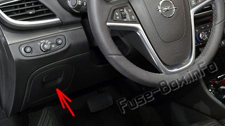 The location of the fuses in the passenger compartment (LHD): Opel/Vauxhall Mokka (2013-2017)