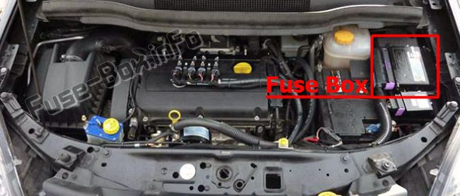 La posizione dei fusibili nel vano motore: Opel / Vauxhall Zafira B (2006-2014)