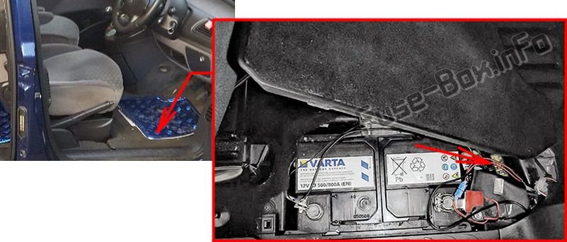 Fuses on the battery (location): Peugeot 807 (2002-2014)