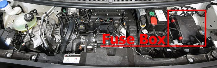 L'emplacement des fusibles dans le compartiment moteur : Peugeot Expert VU / Traveler (2016-2019..)