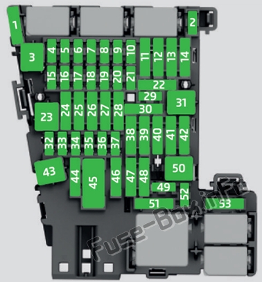Diagrama de la caja de fusibles del panel de instrumentos: Seat Tarraco (2019)