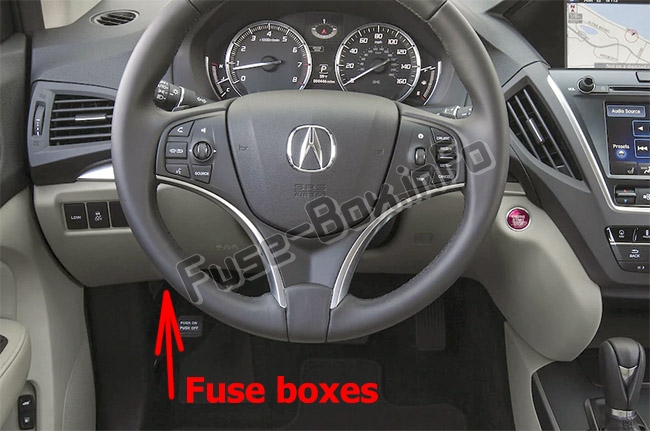 The location of the fuses in the passenger compartment: Acura MDX (YD3; 2014-2018)
