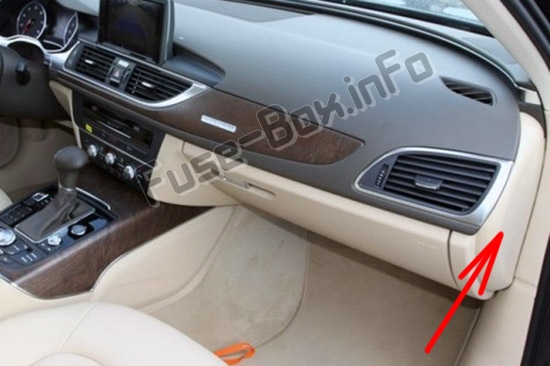 The location of the fuses in the passenger compartment: Audi A6 / S6 (C7/4G; 2012-2018)