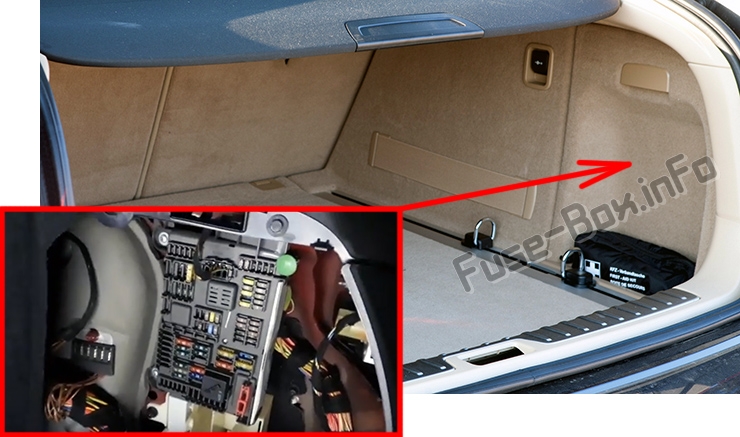 Location of the fuses in the trunk: BMW X6 (2008-2014)