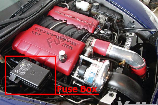 La posizione dei fusibili nel vano motore: Chevrolet Corvette (C6; 2005-2013)