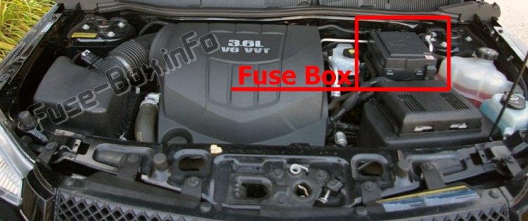 The location of the fuses in the engine compartment: Chevrolet Equinox (2007-2009)
