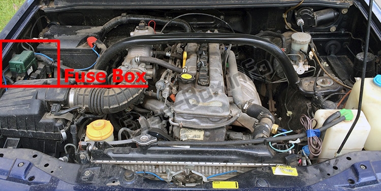 La posizione dei fusibili nel vano motore: Chevrolet Tracker (1999-2004)