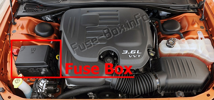La posizione dei fusibili nel vano motore: Dodge Charger (2011-2019)