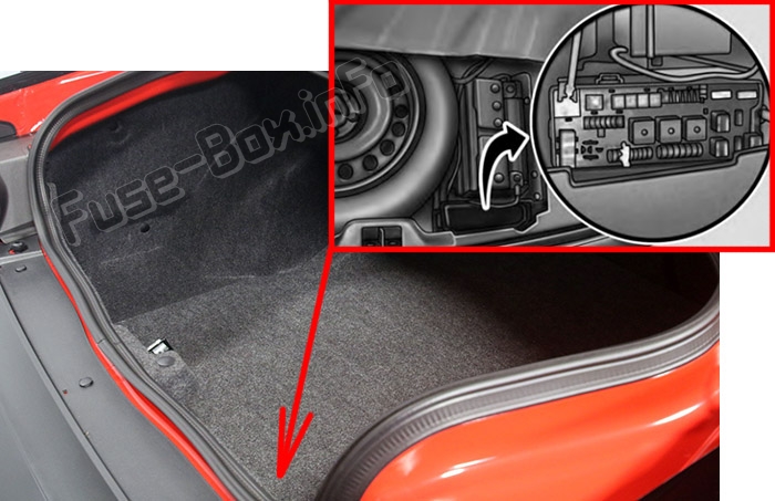 The location of the fuses in the trunk: Dodge Challenger (2009-2019)