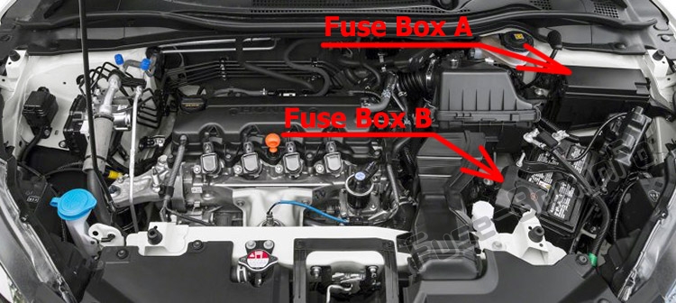 La posizione dei fusibili nel vano motore: Honda HR-V (2016-2019 ..)