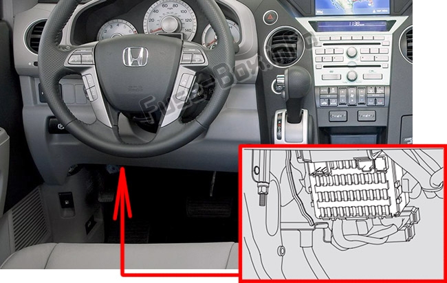 Lage der Sicherungen im Fahrgastraum: Honda Pilot (2009-2015)