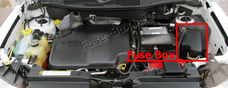 The location of the fuses in the engine compartment: Jeep Compass (MK49; 2011-2017)