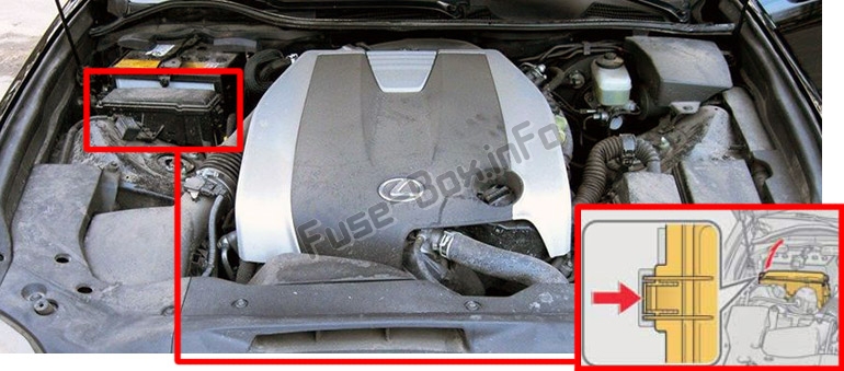 La posizione dei fusibili nel vano motore: Lexus GS250 / GS350 (L10; 2012-2017)