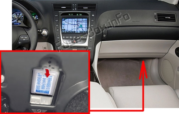 Lage der Sicherungen im Fahrgastraum: Lexus GS350 / GS430 / GS460 (2007-2011)