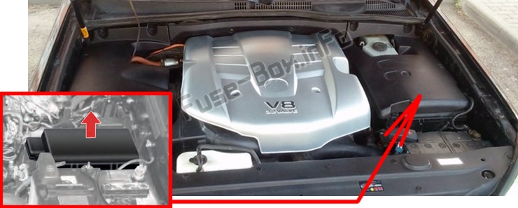 La posizione dei fusibili nel vano motore: Lexus GX470 (J120; 2002-2009)