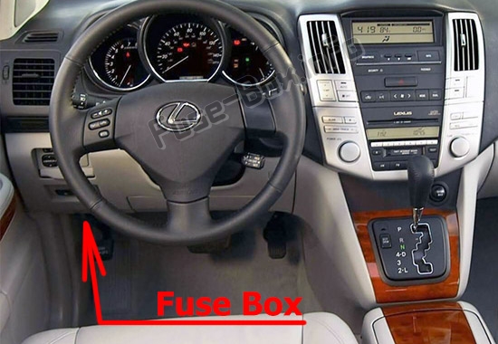 The location of the fuses in the passenger compartment: Lexus RX330 / RX350 (XU30; 2003-2009)
