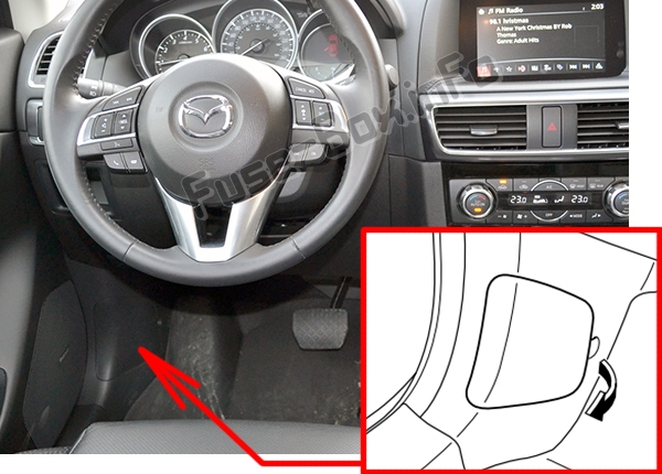 The location of the fuses in the passenger compartment: Mazda CX-5 (2013-2016)