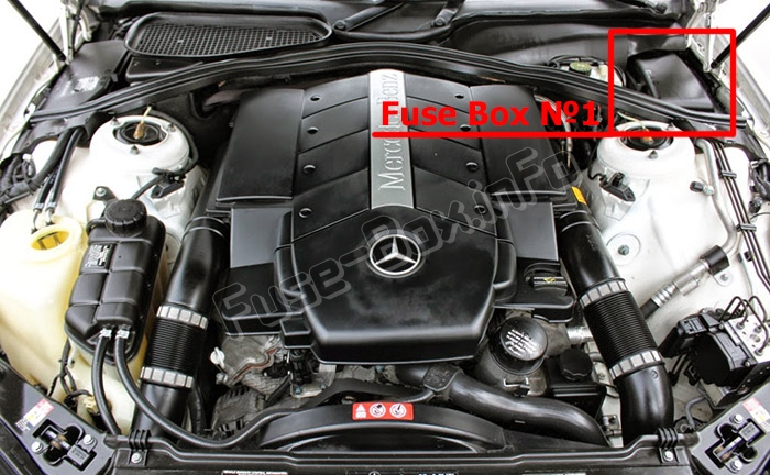 La posizione dei fusibili nel vano motore: Mercedes-Benz Classe CL / Classe S (C215 / W220; 1999-2006)