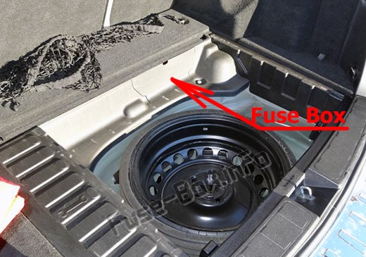 The location of the fuses in the luggage compartment: Mercedes-Benz GLK-Class (X204; 2009-2015)