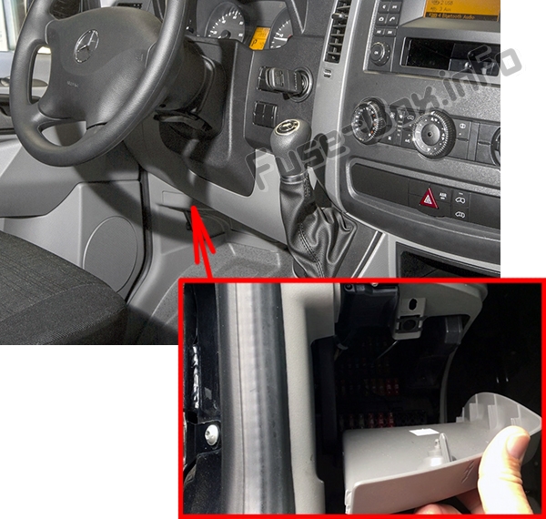 Die Position der Sicherungen im Fahrgastraum: Mercedes-Benz Sprinter (W906 / NCV3; 2006-2018)
