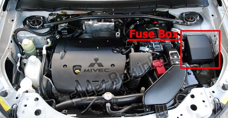 La posizione dei fusibili nel vano motore: Mitsubishi Outlander (2007-2013)
