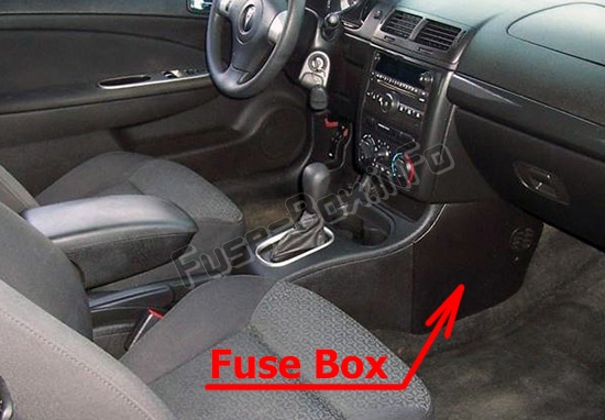 The location of the fuses in the passenger compartment: Pontiac G5 (2007-2010)