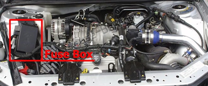 The location of the fuses in the engine compartment: Pontiac Grand Prix (2004-2008)